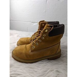 Timberland Junior ‎ Tan Nubuck Leather Lace Up Ankle Boots Youth Boys Size 4